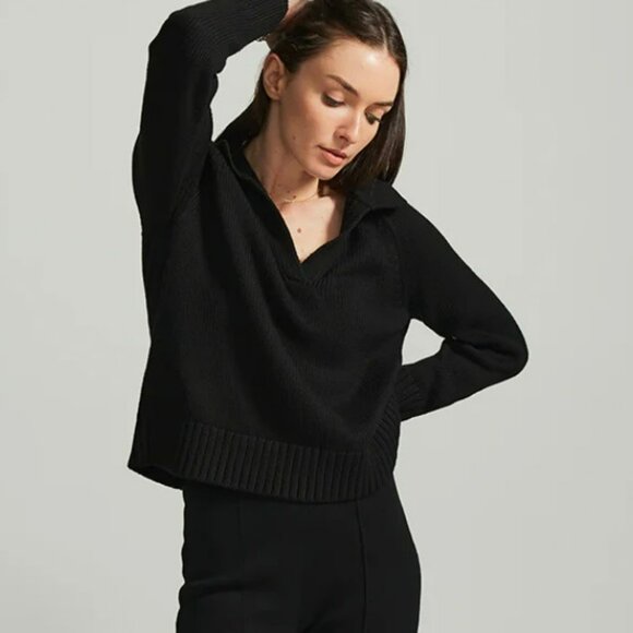 State of Cotton NYC Avery Sweater Women XS Black Minimalist Classic Quiet Luxury - Picture 3 of 10